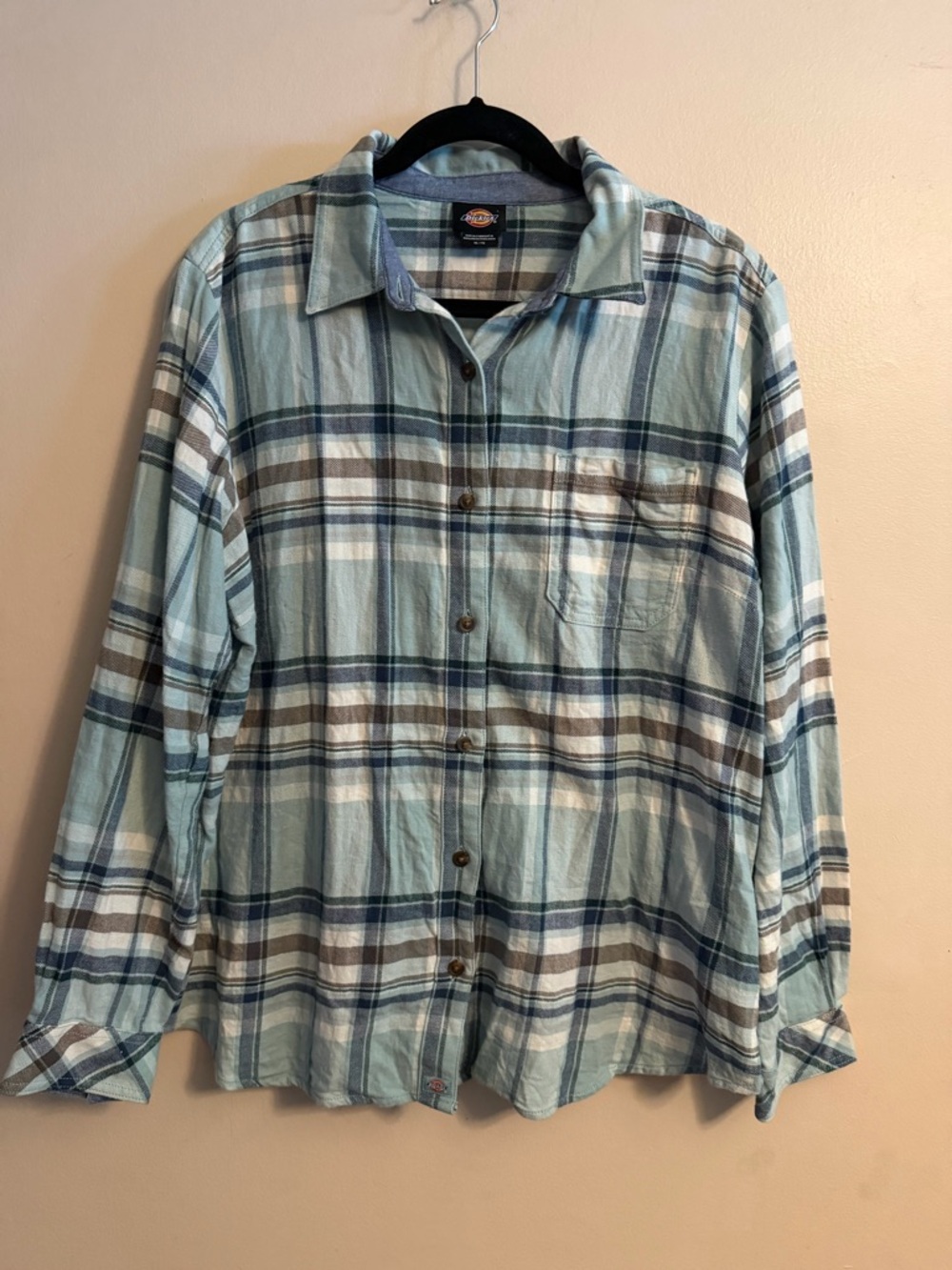 Dickies Mint and Navy Plaid Button-Down Shirt